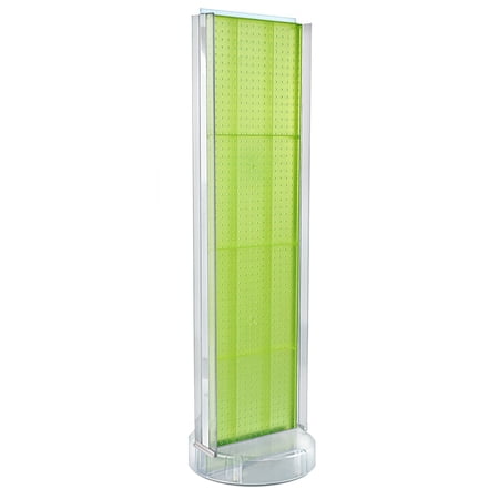 Two-Sided Pegboard Floor Display w/ C-Channel Sides on Revolving Round Studio Base. Spinner Rack Stand. Panel Size: 16 W x 60 H