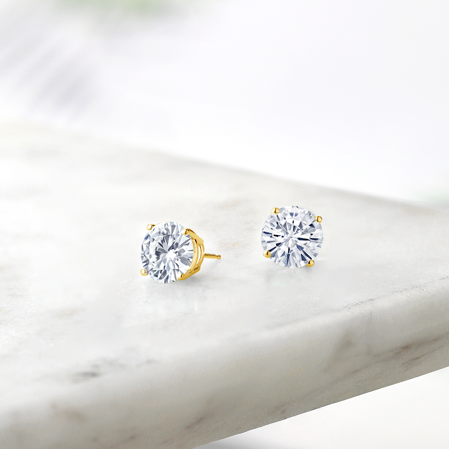 Gem Stone King 0.50 to 7.75 Carat Round White Moissanite Stud Earrings for Women Men Set in 925 Sterling Silver | 4MM to 10MM | D-E-F Color