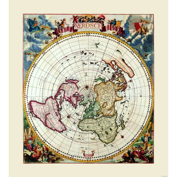 Historic Map - World - 23 x 25.52 - Vintage Wall Art