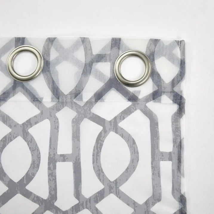 Mainstays Kingswood Solid and Printed Sheer Grommet Curtain Panel Set, 4 Piece, Gray Flannel, 27.5" W x 63" L