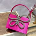 thumbnail image 2 of Mini bolsos tipo caja para mujer, bolso de mano de diseñador de lujo, novedad de 2023, en material satinado, con lazo y incrustaciones de diamantes de imitación, bolso de noche con giro, 2 of 5