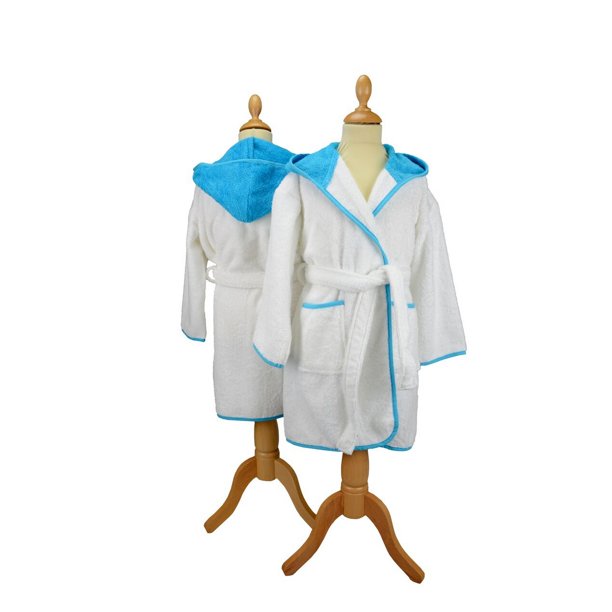 A&R Towels - Albornoz con capucha modelo Boyzz & Girlzz para ni?o/a (Blanco/azul) A&R Towels UTRW6033_whiteaquablue
