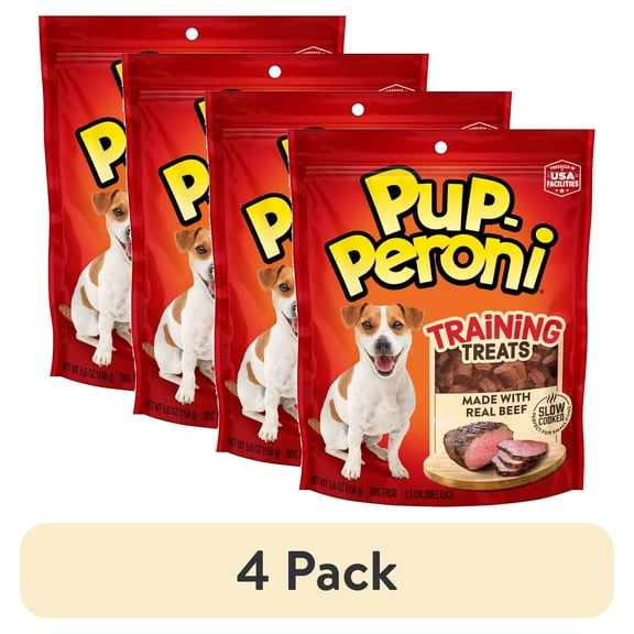(4 pack) Pup Peroni Dog Training Treats Made With Real Beef, 5.6 oz Bag
