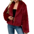thumbnail image 2 of AUNVITO Women's Winter Warm Faux Fur Coat Stand Collar Long Sleeve Solid Color Thermal Insulated Outerwear, 2 of 7