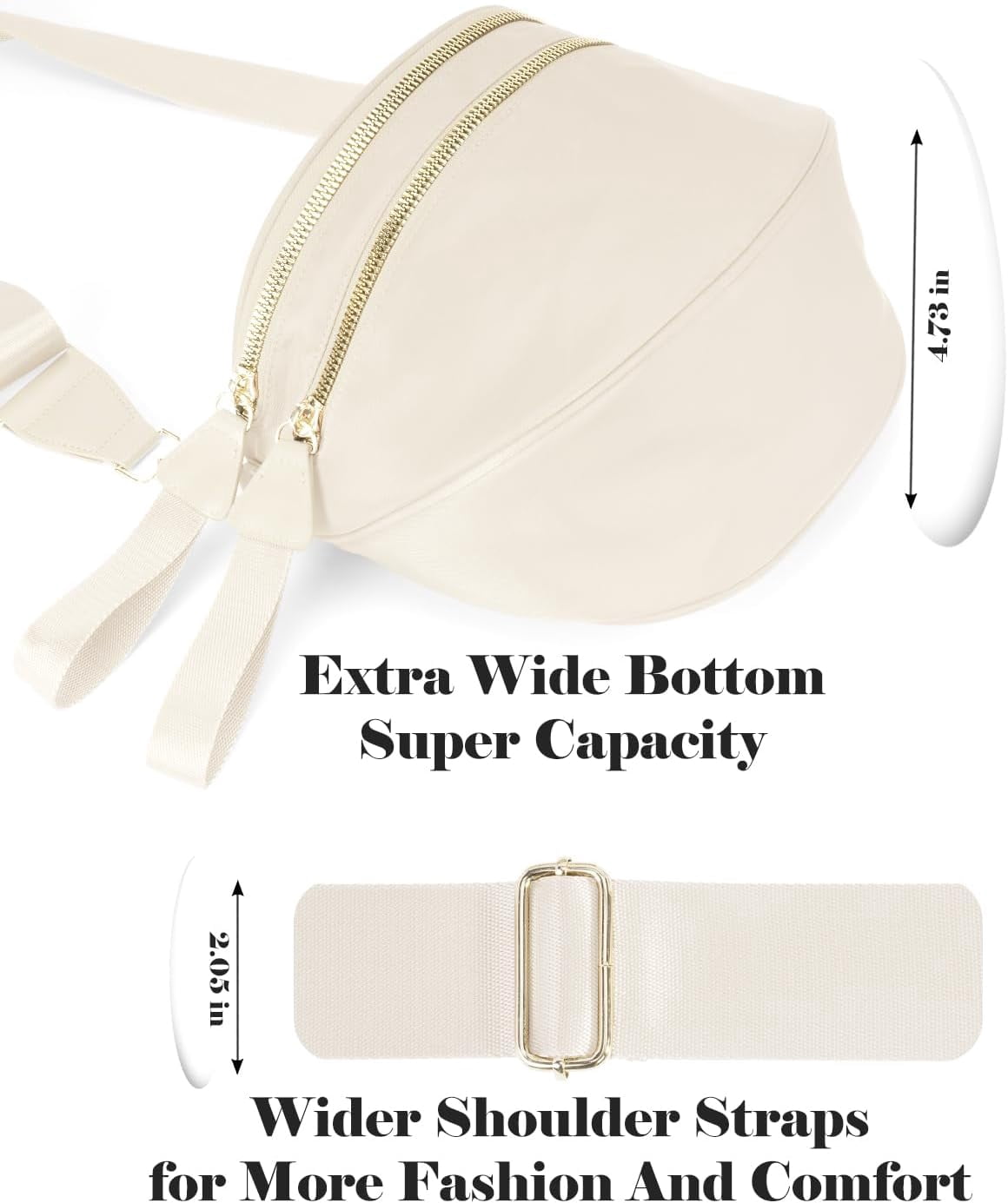 Kwuty Pure Colour Crossbody Bag Bum Bag for Women,Spacious Purse Fanny Packs Belt Bag,Oversized Bum Bag (Colour Bum Bag-Beige)