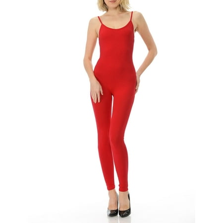 JJJ Women Catsuit Cotton Spaghetti Strapped Yoga Bodysuit Jumpsuit Reg/Plus Size