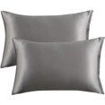 thumbnail image 1 of Funda de almohada de satén para cabello y piel, paquete de 2 - Fundas de almohada de tamaño estándar - Fundas de almohada de satén con cierre de sobre, 1 of 7