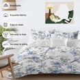 thumbnail image 3 of 3 Piece Blue Floral Birds Duvet Cover Set Queen Size, Microfiber Comforter/Quilt Cover with Corner Ties and 2 Pillowcases, Farmhouse Flowers Pastoral All Season Soft Bedding with Zipper Closure, 3 of 8