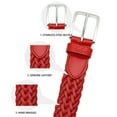 thumbnail image 4 of Falari Men's Braided Belt 100% Genuine Leather Stainless Steel Buckle 35mm ( Red - Small), 4 of 4