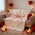 thumbnail image 5 of Cozy Flannel Throw Blanket, Pink Bowknot Print Blanket, Soft Valentine's Day Blanket, Lightweight P Throw, Decorative Fleece Blanket, Gift for Women, 29 by 39 Inch Blanket for Couch Bed, 5 of 6