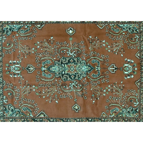Ahgly Company Machine Washable Indoor Rectangle Persian Turquoise Blue Traditional Area Rugs, 5' x 7'