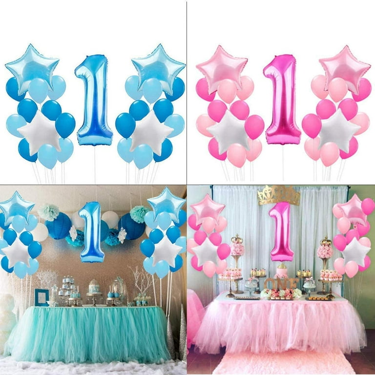 21pcs Blue Balloons 1st Birthday Party Decorations, 1 Year Old Baby Boy First  Birthday Decor