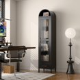 thumbnail image 6 of Aobabo Metal Arched Display Cabinet with Glass Doors, Narrow Arched Bookcase with 3 Adjustable Shelves for Home Office, Assembly Required, Black, 6 of 14