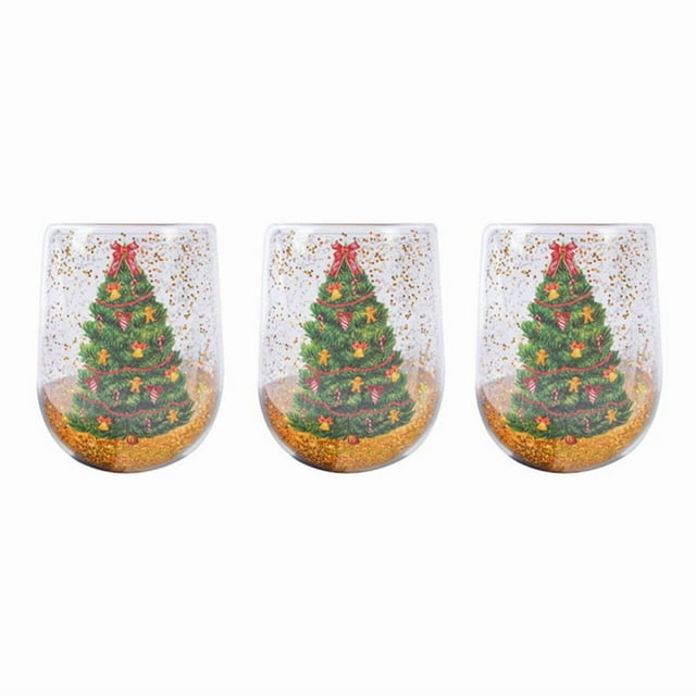 3 Piezas de Vaso de Árbol de Navidad, Vasos de Vidrio Transparente Coloridos para Beber con Forma de Árbol de Navidad, de Café Especial para Fiestas Navideñas