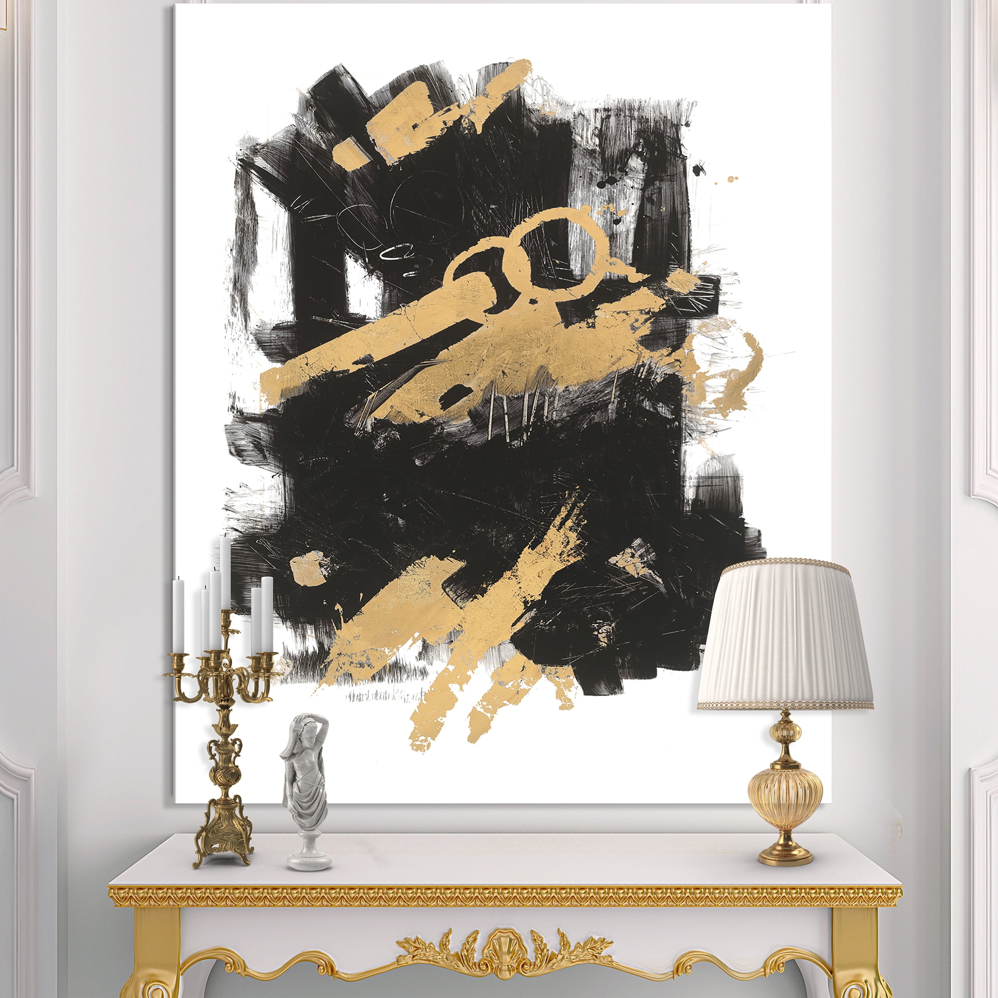 Designart 'Gold and Black drift I' Modern Glam Canvas Artwork