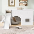 thumbnail image 4 of Harper & Bright Designs Full Size Low Loft Bed with Slide and Storage Shelves, Playhouse Wooden Low Loft Bed Frame with Door and Window, White, 4 of 13