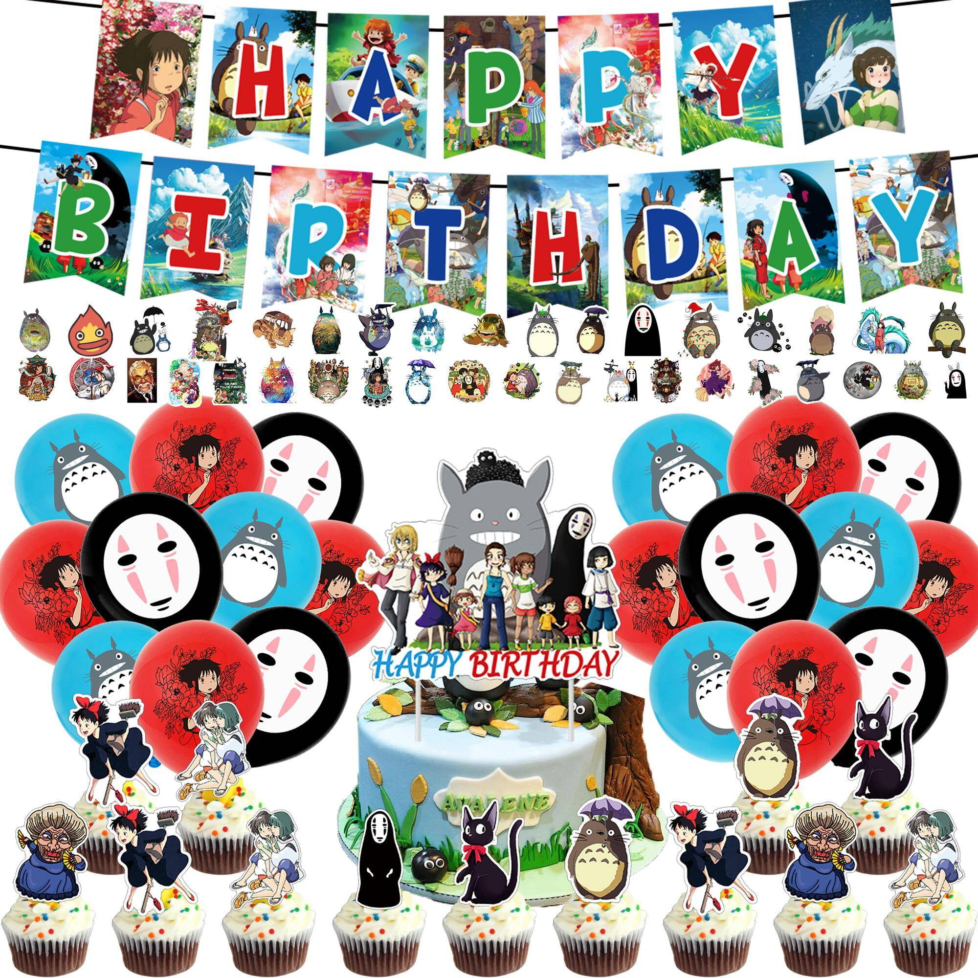 Anime Theme Birthday Party Supplies 96PCS Purple Kawaii Cartoon Birthday  Party Decorations include Happy Birthday Banner Cake Decorations  Balloons Theme Party Centrepiece Stickers by WFNN  Shop Online for Arts   Crafts