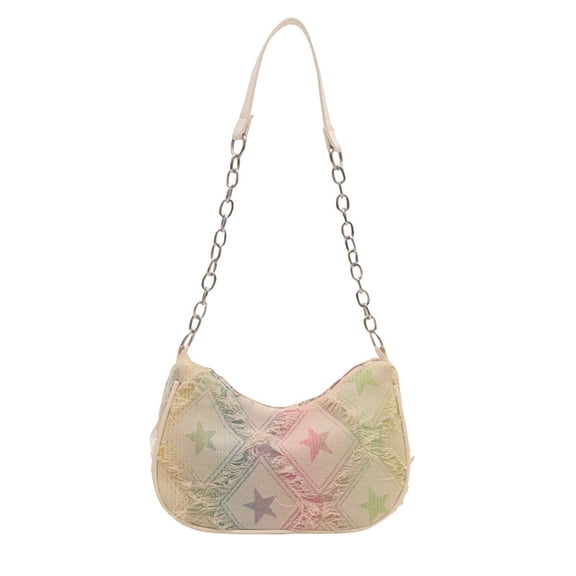 Fashionable casual gradient star denim chain crossbody shoulder small square bag