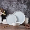 thumbnail image 6 of Vesteel Dinnerware Sets for 4, 12Pcs Double Reactive Glaze Plates and Bowls Set, Farmhouse Handmade Stoneware Sets for Home Restaurant, Microwave & Dishwasher Safe, Speckled White, 6 of 8