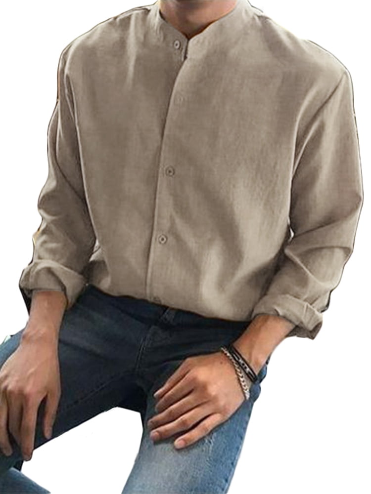 collarless formal shirt
