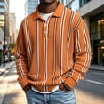 thumbnail image 4 of Zynoxe Men's Striped Sweatshirt with Elastic Ribbed Cuffs Classic Lapel Collar Sweatshirt for Men Loose Drop Shoulder Long Sleeve Pullover Top Fashionable Color Block Fall Sweatshirt 2XL, 4 of 8