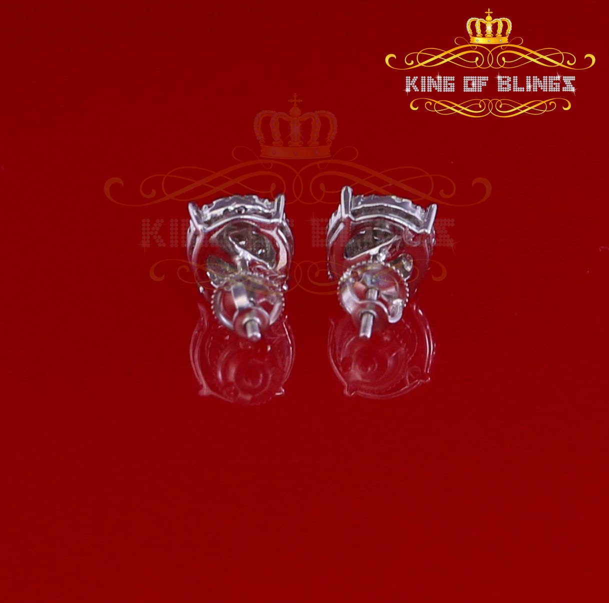 King of Bling's 925 Sterling Silver 0.35ct Diamond For Women's/ Men's White Stud Round Earrings