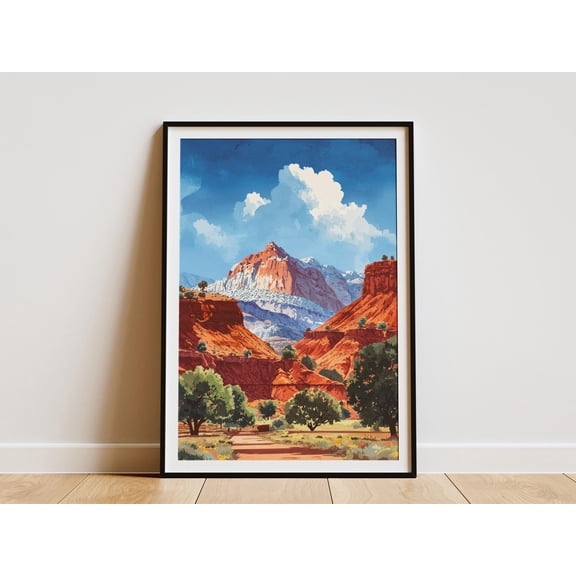 Capitol Reef National Park Poster Vintage Travel Print Utah Art Print Desert Landscape Wall Art Southwest Decor Vacation Home Gift Idea