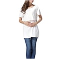 thumbnail image 4 of Leesechin Maternity Shirts V-Neck Long Sleeve Bandage Solid Color Breast-Feeding Pregnant Nursing Blouse Tops, 4 of 8