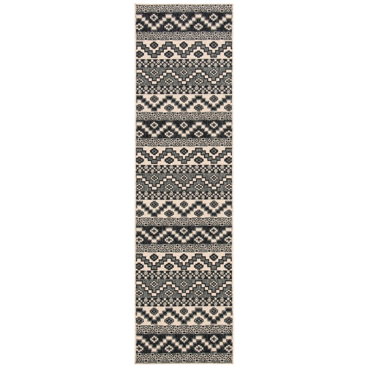 SAFAVIEH Veranda Luwig Southwestern Indoor/Outdoor Runner Rug, 2'3" x 8', Grey/Beige