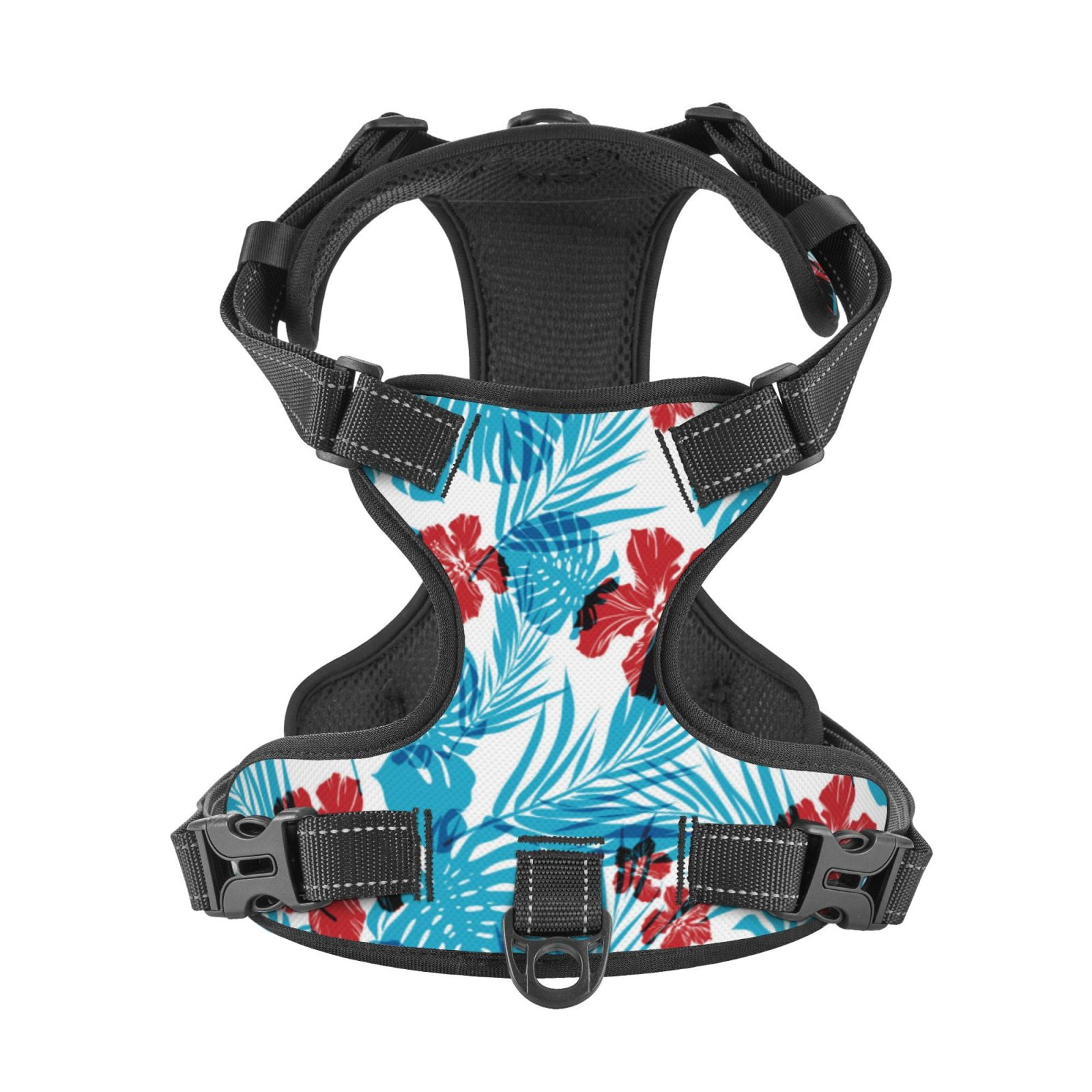 Kdxio Hawaiian Style Print No Pull Dog Harness Adjustable Reflective Oxford Easy Control Medium Large Dog Harness for Training and Everyday-Small