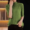 thumbnail image 2 of Fartey Women's Short Sleeve Sweater Fashion Textured Sweaters Soft Lightweight Mock Neck Knit Pullover Sweater Loose Fit Solid Color Jumper Tops Green S, 2 of 6
