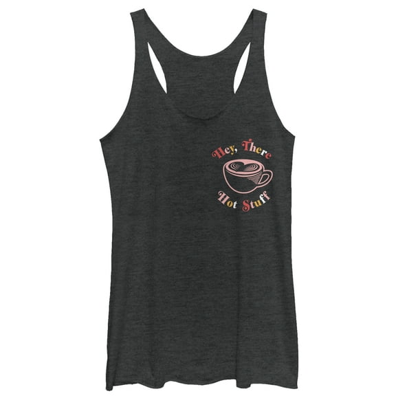 Women's CHIN UP Hey Hot Stuff Coffee  Racerback Tank Top Black Heather Small