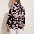 thumbnail image 2 of Cherry Blossom Print Long Sleeve Blouse Woman Streetwear Casual Shirts Summer Oversize Woman Streetwear Clothing Birthday Present, 2 of 7