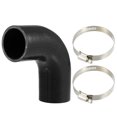 thumbnail image 1 of 1 juego 51mm 2.0 ID 90 grados Codo Unique Bargains manguera silicona negro con 2 uds abrazaderas, 1 of 6