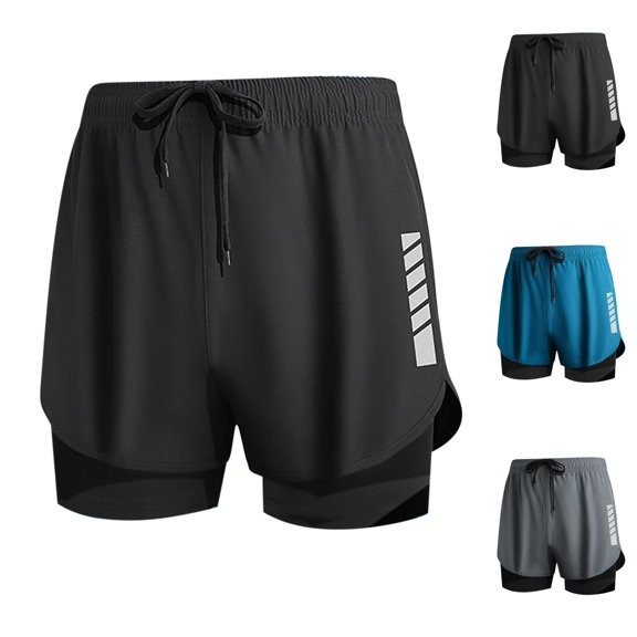 LIBRCLO Shorts for Men Athletic Tight 2 in 1 Shorts with Drawstring for Fitness