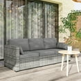 thumbnail image 2 of Outsunny Outdoor Sofa w/ Cushions, PE Rattan Patio Couch, Grey, 2 of 10