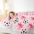 thumbnail image 3 of spefrowx Pink Watercolor Bowknot Twin Bedding for Girls, Cartoon Soccer Sports Bedding Comforter Set, Pink Reversible, 7pcs, 3 of 6