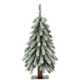 thumbnail image 1 of Haute Decor Lightly Flocked Alpine Tree with Real Wood Pole - Pre-Lit with Warm White Battery Operated LED Lights with Timer (2-Foot), 1 of 4
