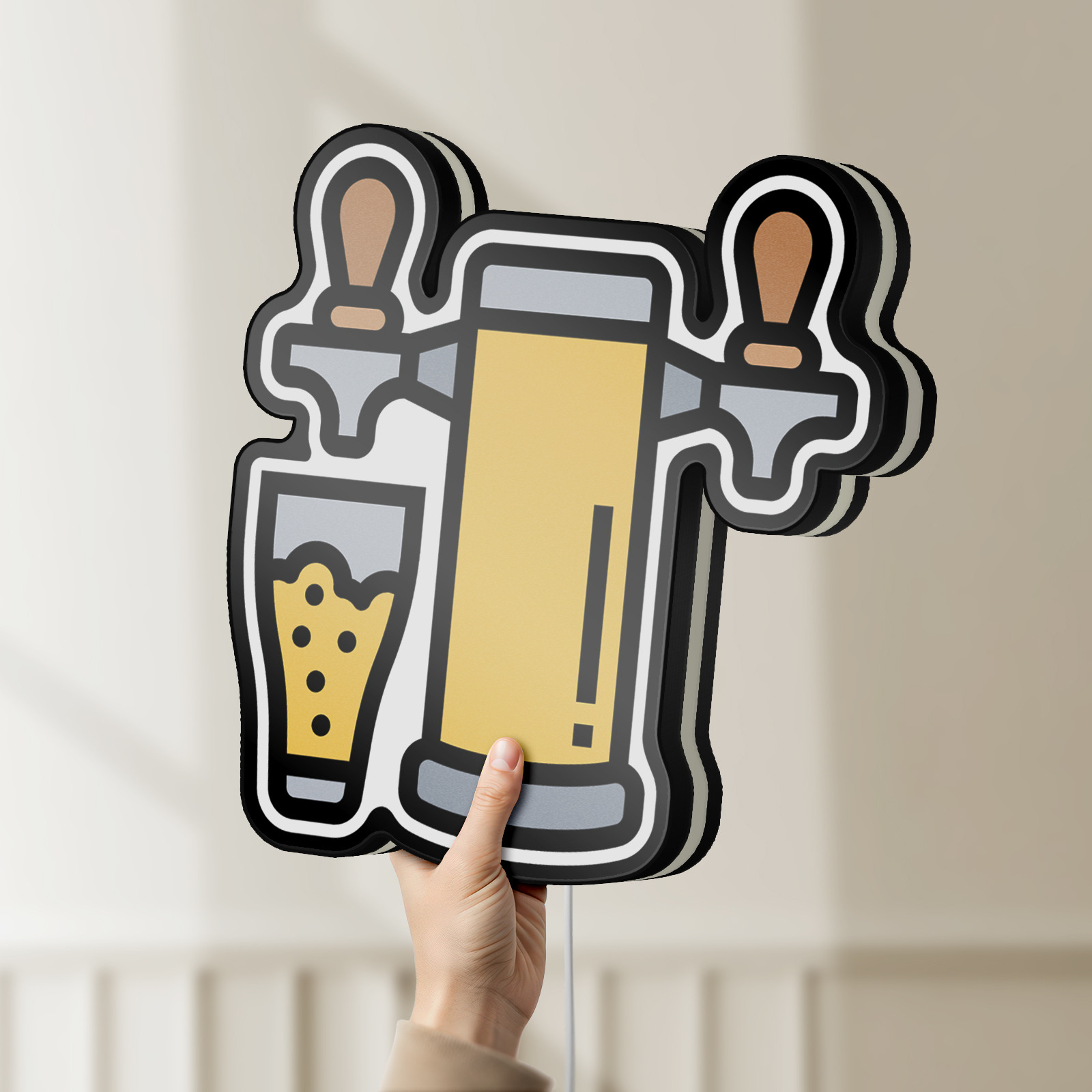 Beer Tap 3D Novelty Light Box, Bar and Beverage Lamp Decor with Faucet Design, Ideal for Party, Restaurant, and Pub Enthusiasts (Width 20 inch, 50cm)