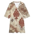 thumbnail image 4 of Intricate Red Ornate Paisley Design Womens Dress With Pockets Summer V Neck 3/4 Sleeve Dress Plus Size Loose Dress, 4 of 7