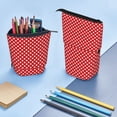 thumbnail image 4 of Xecao Red Polka Dot Print Telescopic Pencil Bag Pen Holder Pop Up Stationery Case Stand-up Retractable Transformer Bag Standing Organizer, 4 of 6