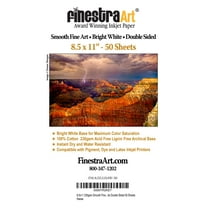 8.5" X 11" Smooth Fine Art Archive Bright White Double Sided Inkjet Paper - 50 Sheets