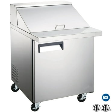 NSF 27.5 in. Single Door Refrigerated Mega Top Sandwich Prep Table 5.7 Cu.Ft.  Commercial ETL Pizza Pre Table Refrigerator
