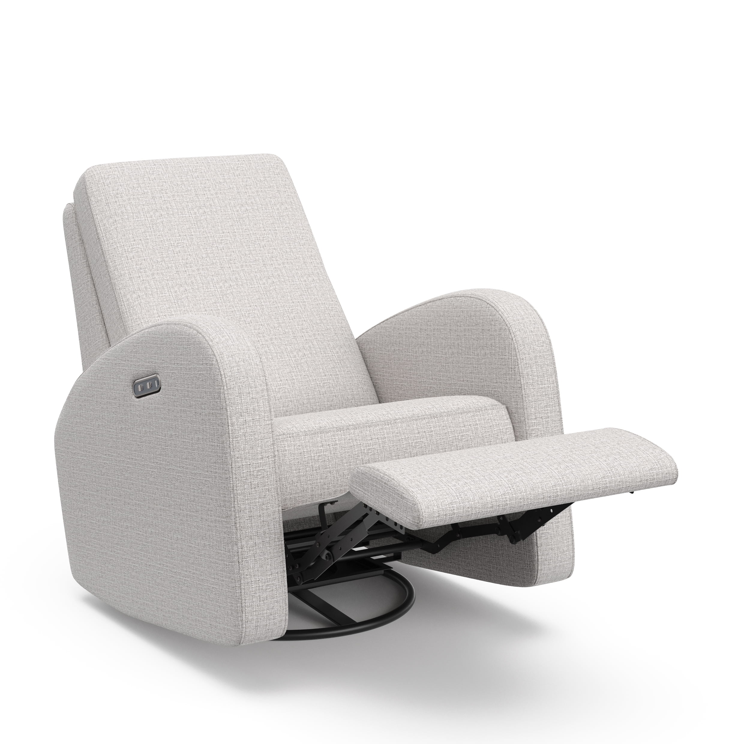 Storkcraft Santa Monica Infant Power Recliner Swivel Glider with USB, Steel Basketweave
