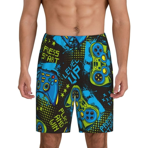 Fotbe Play Game Pantalones Cortos de Pijama para Hombre, Ropa de Dormir, Pantalones de Pijama Cortos para Hombre-Large