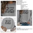 thumbnail image 4 of Sudadera de Mujer con Cuello Redondo y Manga Larga con Estampado de Letras, Jersey Informal de Moda para Mujer, Top para Trabajo Diario, Viajes, Gris (Fuente Negra) XL, 4 of 5