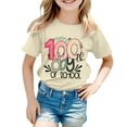 thumbnail image 1 of PMVFHDE T-Shirt pour Filles, Hauts d'Été pour Filles, T-Shirts Graphiques pour Filles, Mode Décontractée pour Enfants, Col Rond Imprimé, Manches Courtes Amples, Beige, 12-13 Ans, 1 of 4