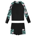 thumbnail image 3 of CHICTRY Big Girls Floral Rash Guard Swimsuits Upf 50+ Swim Tank Shirts with Shorts Modest Tankini Black 12, 3 of 5