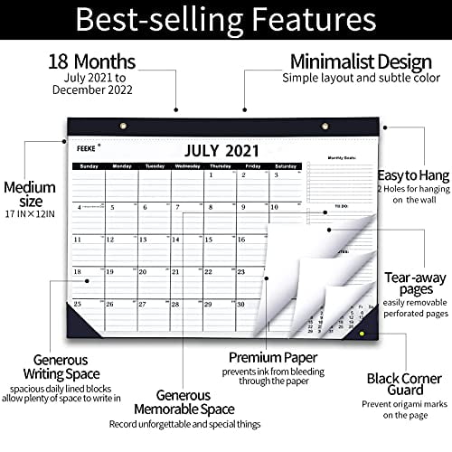 2021 Desk Calendar July 2021 to December 2022, 18 Months Desk Calendar with  to-do List,Julian Date. 17" x 12" Monthly Desk or Wall Calendar, Perfect  for Organizing for Home or Office. - Walmart.com