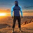 thumbnail image 5 of Men's UPF 50+ Sun Protection Compression Hooded Shirt, Slim Fit Long Sleeve Color Block Rash Guard with Integrated Face Mask for Fishing and Hiking, 5 of 6